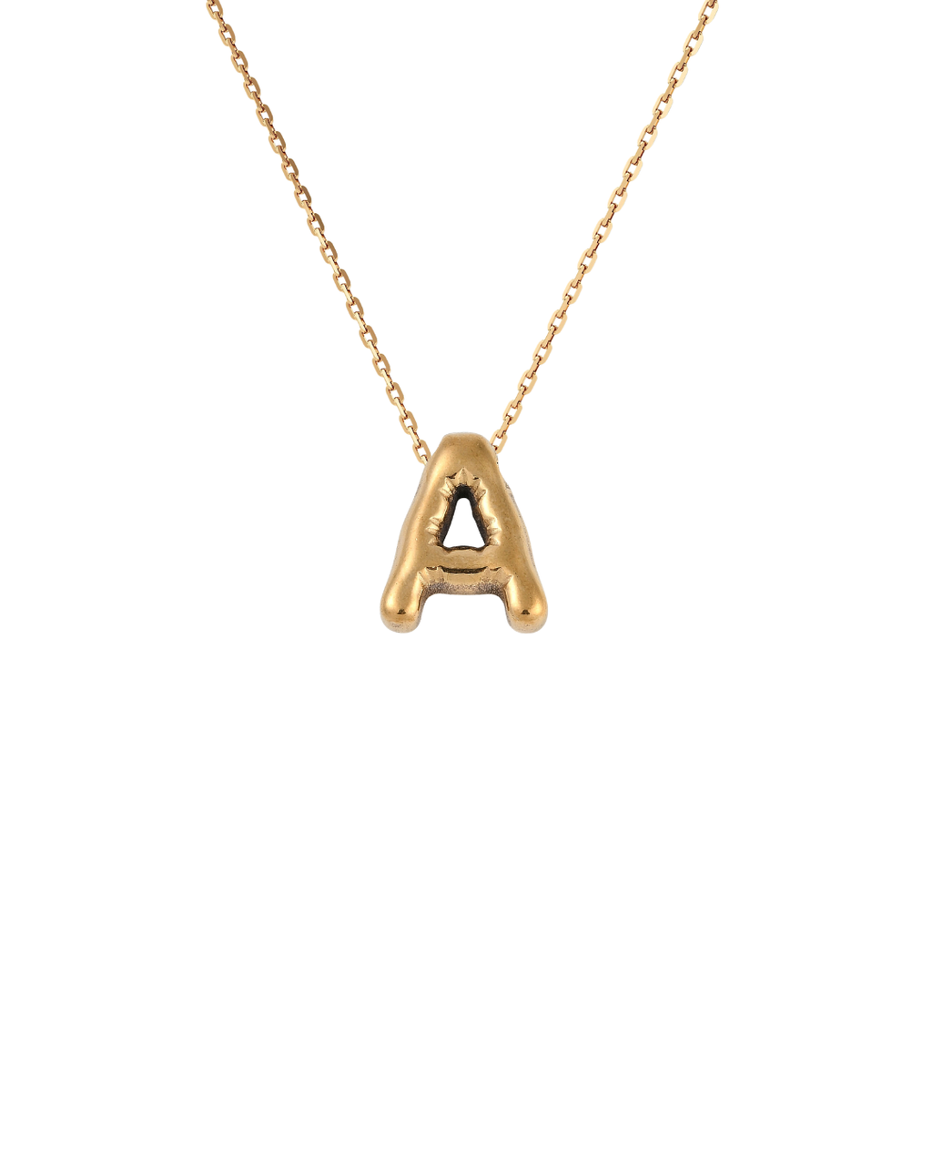 Gold Bubble Letter Charm Necklace | Personalized Initial Jewelry