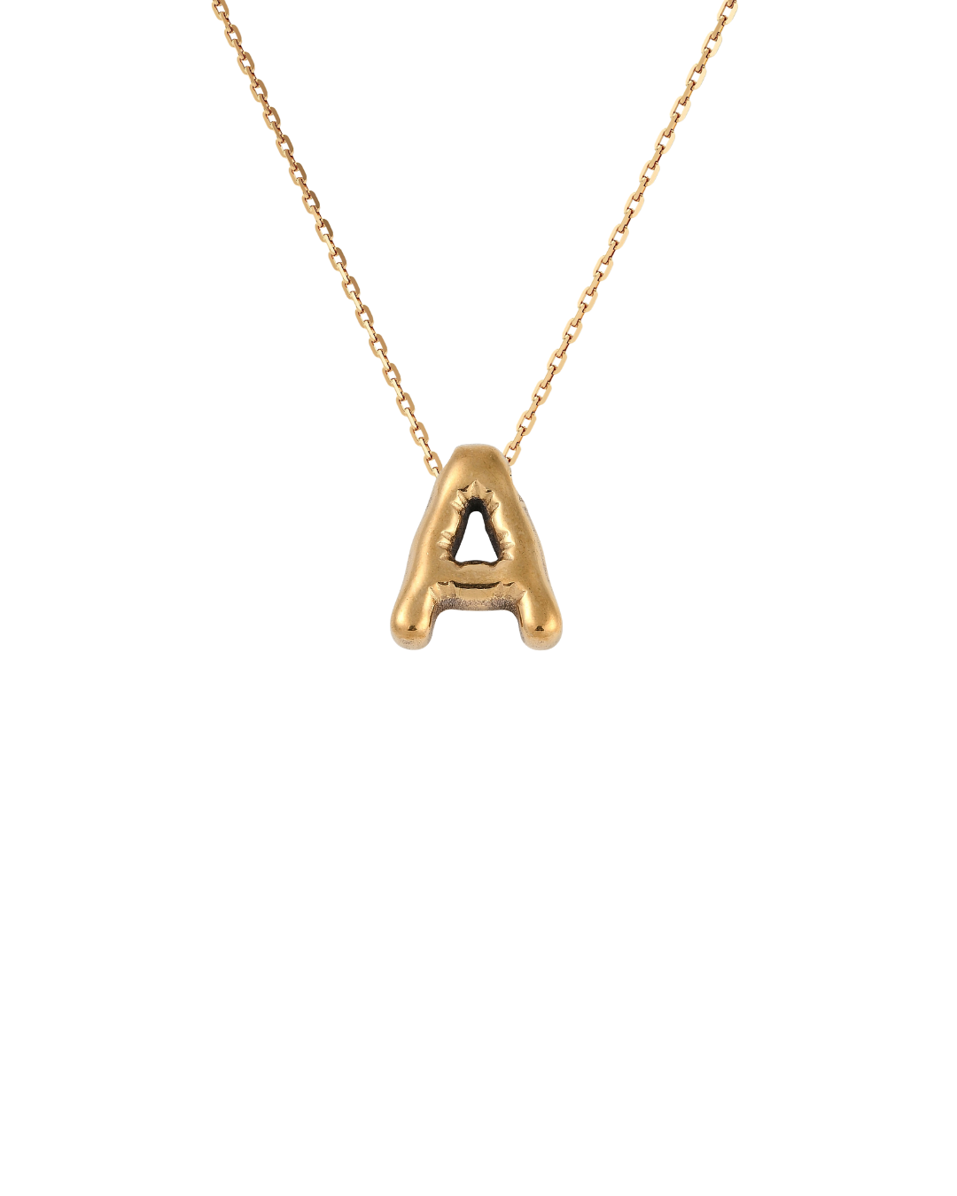 Gold Bubble Letter Charm Necklace | Personalized Initial Jewelry