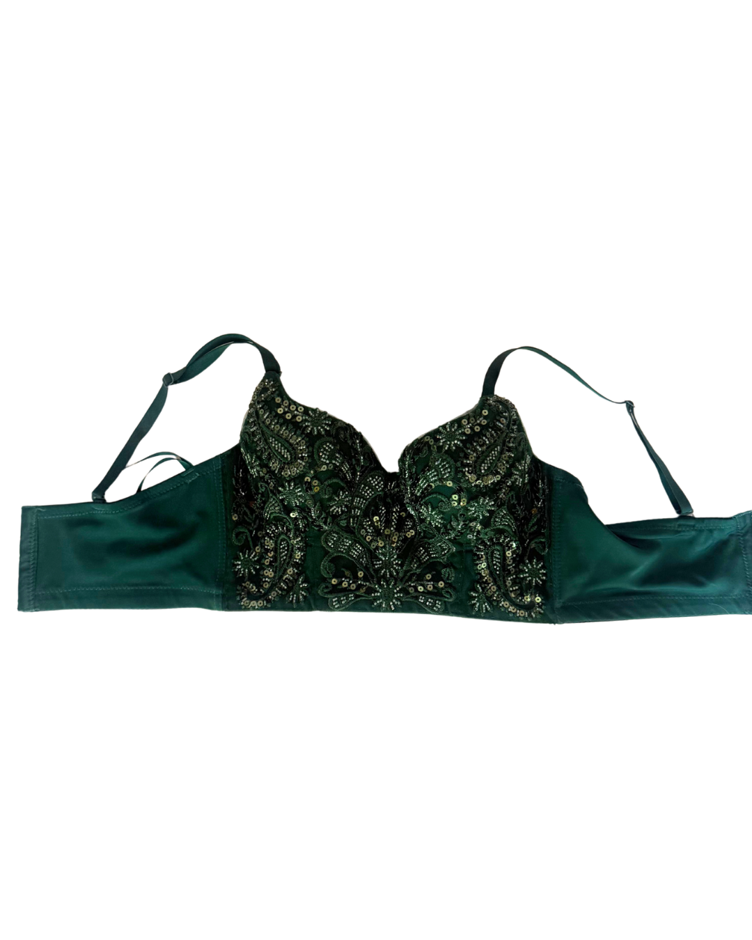 Vintage Y2K Windsor Bottle Green Sequin Bralette Top – Size Small