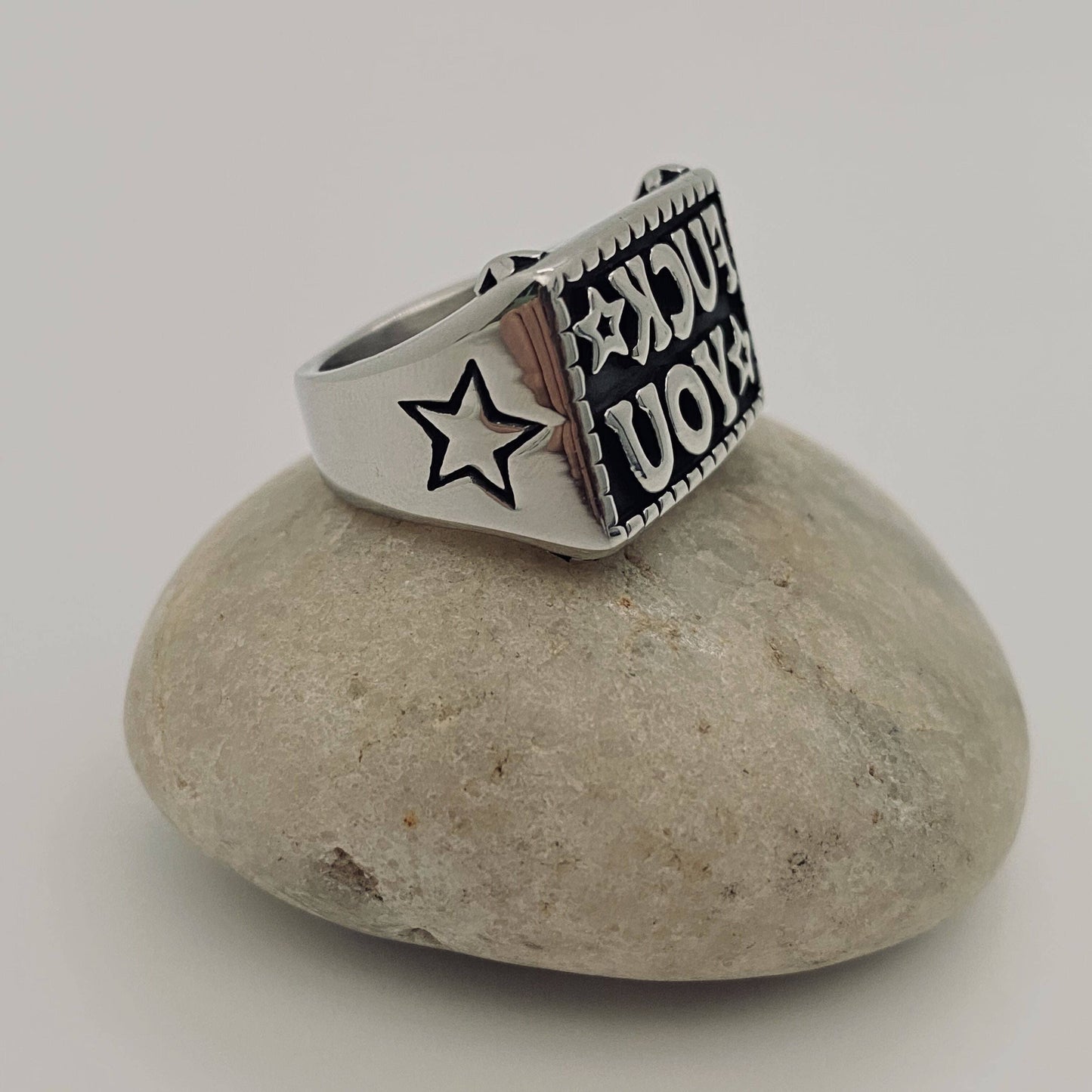 Stainless Steel Reversion "Fuck You" Ring