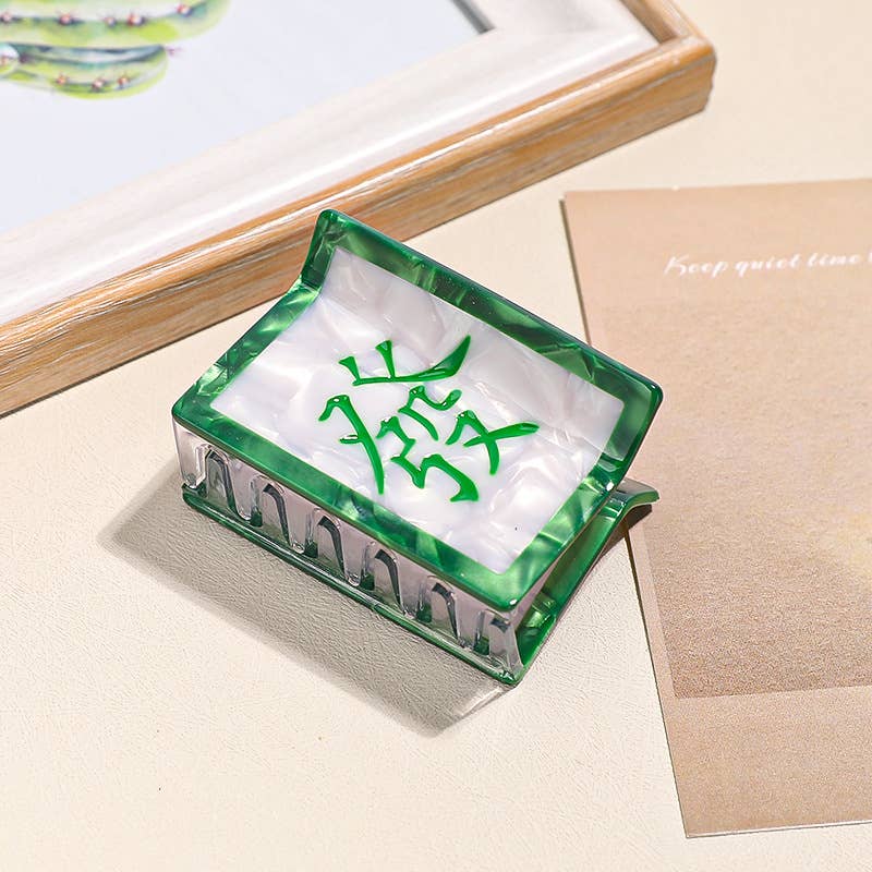 "Red Dragon" Mahjong Tile-Shaped Hair Clip