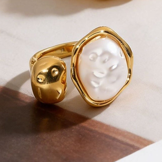 Orion Non-Tarnish Boho Ring with Statement Pearl In-Lay