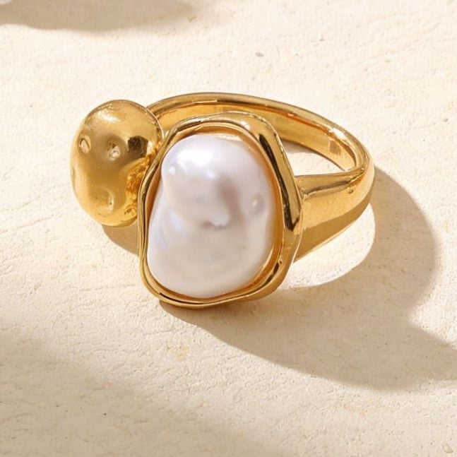 Orion Non-Tarnish Boho Ring with Statement Pearl In-Lay