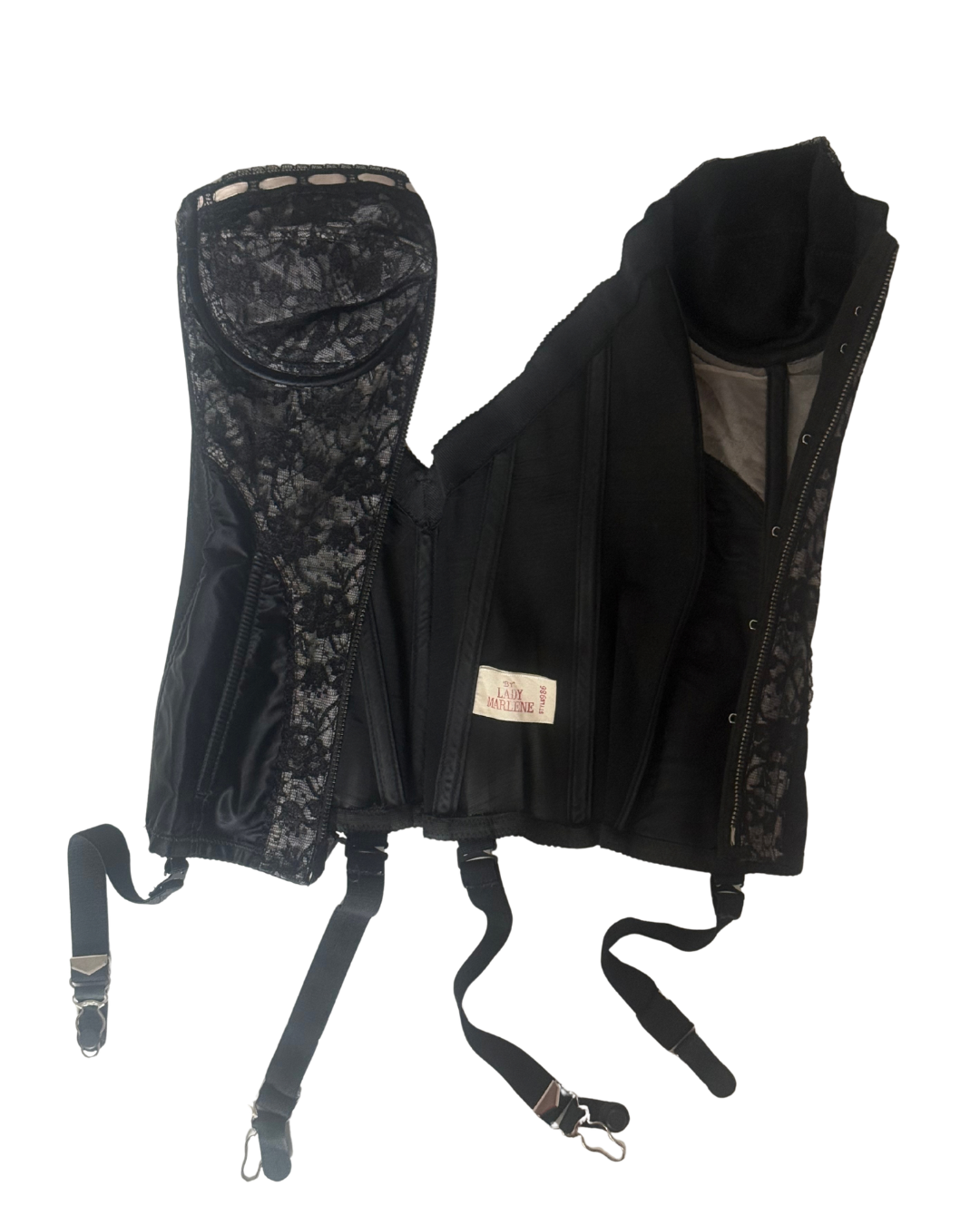 True Vintage Lady Marlene Black Lace Corset Bustier – Fits M/L