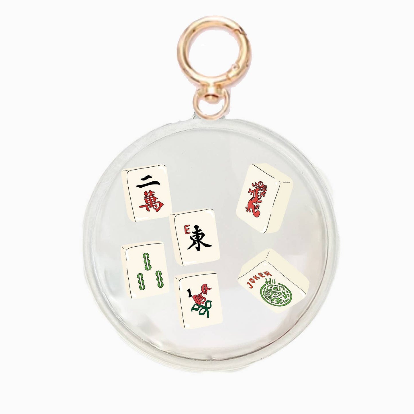 Multi-tile Mahjong Shaker Acrylic Bag Charm Keychain
