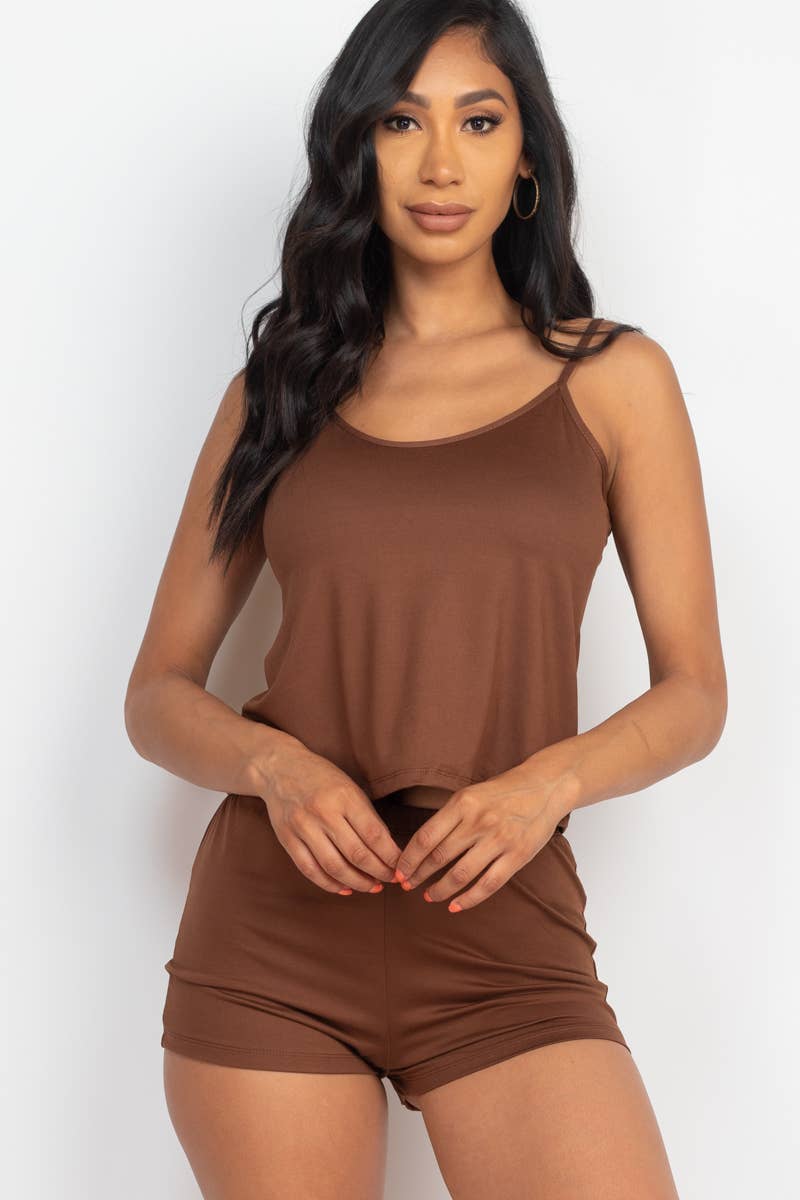 Holly Brown Lounge Cami Top & Shorts