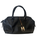 Vintage Furla Black Genuine Leather Bag with Silver & Brown Details