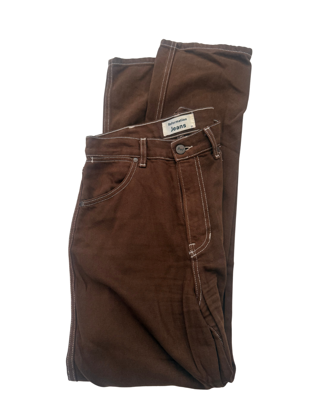 Reformation Cowboy High-Rise Straight Jeans – Brown, Size 25