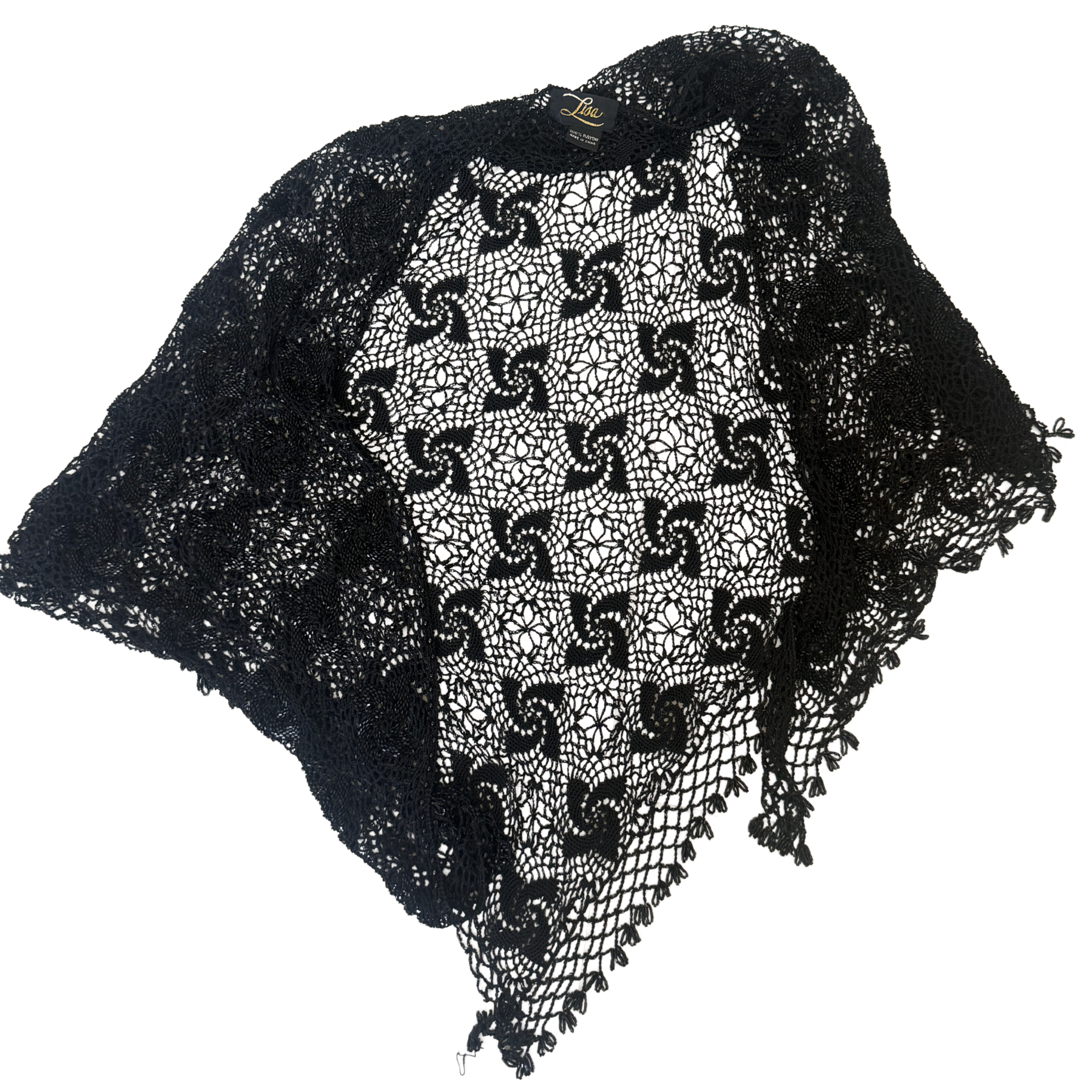 Black Net Hand-Beaded Lina Shawl – Heavyweight Festival Wrap