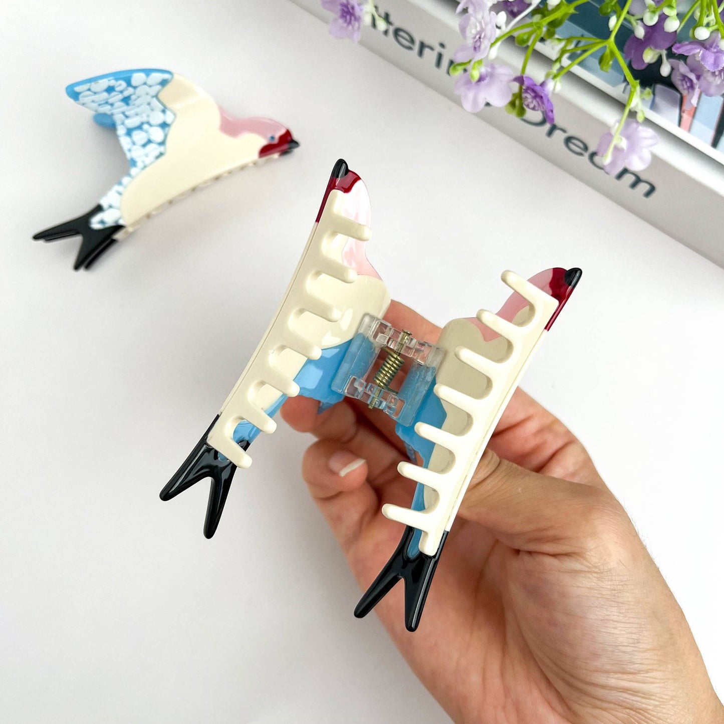 Acetate Blue Swallow Hair Clip