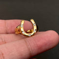 Lucky Girl Inlaid Horseshoe 18K Gold-Plated Ring