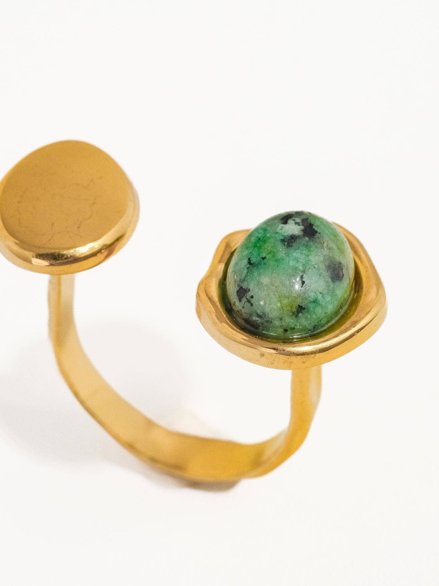 Orion Non-Tarnish Boho Ring with Statement Green Stone
