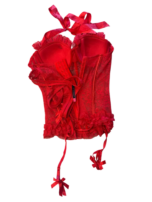 Red Lace Corset Set