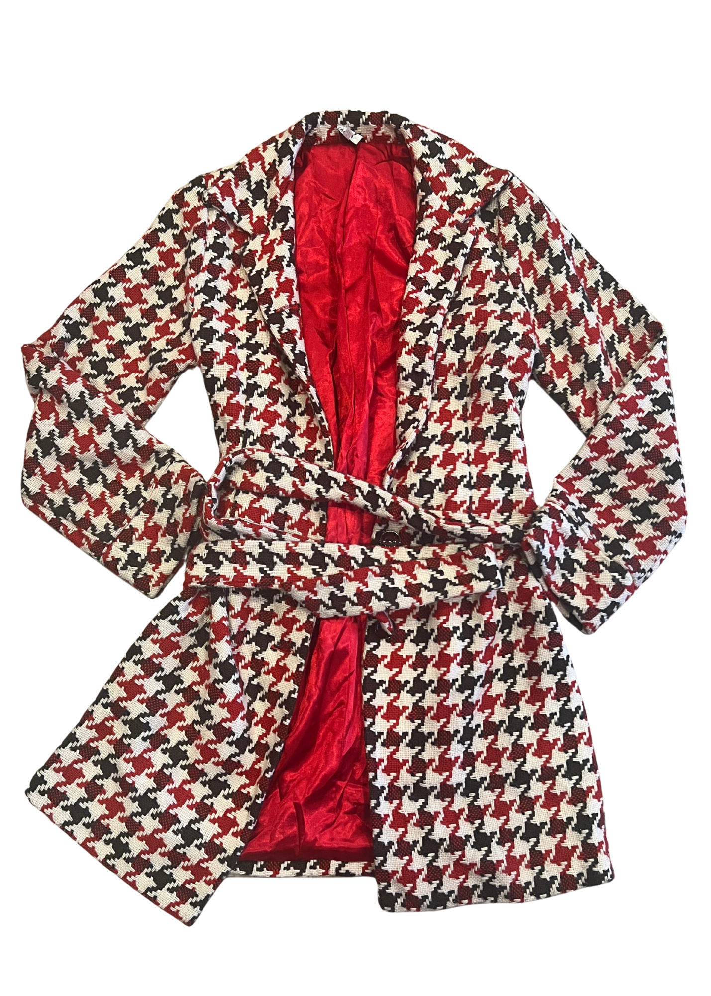 Vintage Red & Black Houndstooth Coat
