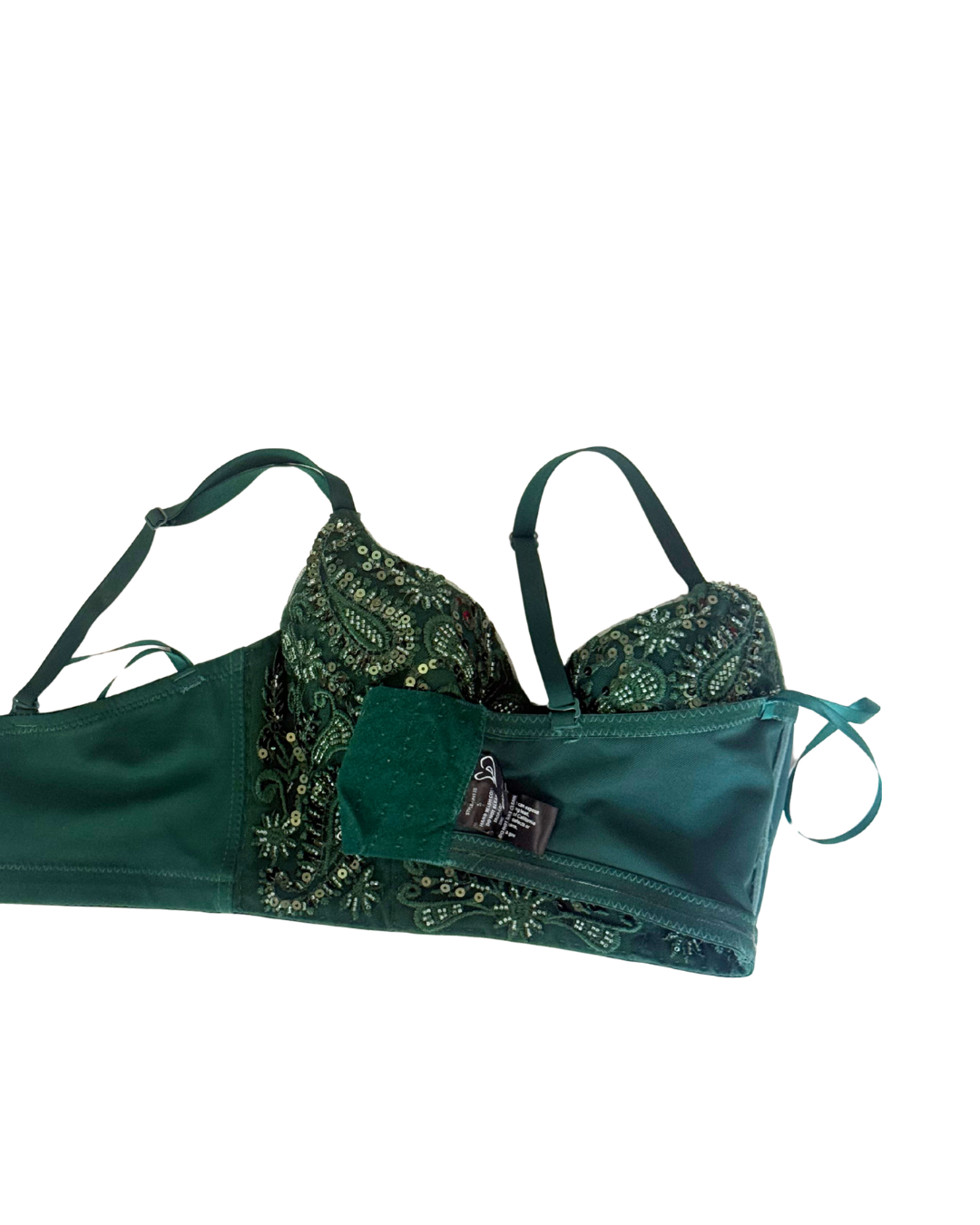 Vintage Y2K Windsor Bottle Green Sequin Bralette Top – Size Small