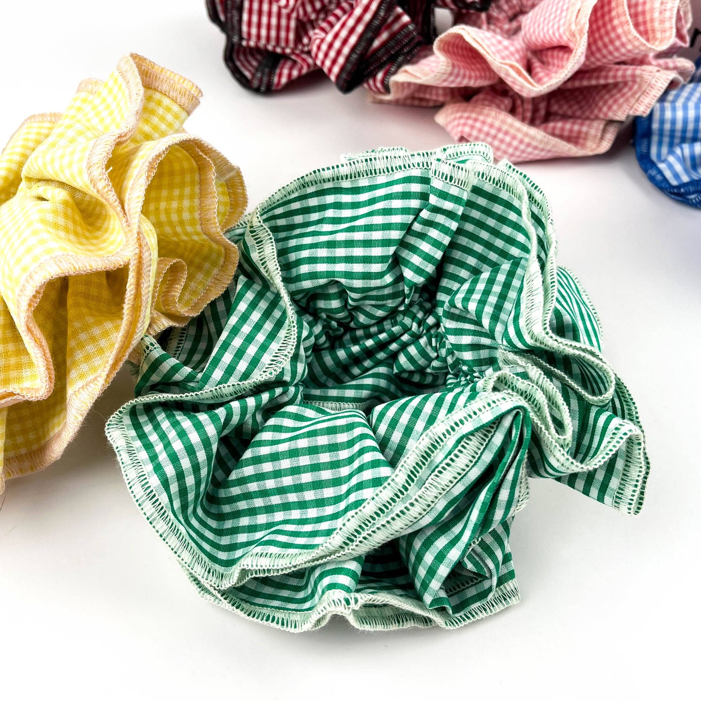 Handmade Retro Double-Layered Two-Tone Plaid Hair Scrunchie Tie