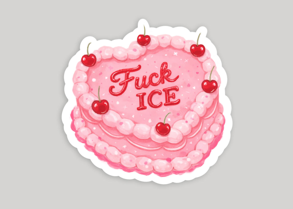 "F*ck ICE" Pink and Red Cake Sticker