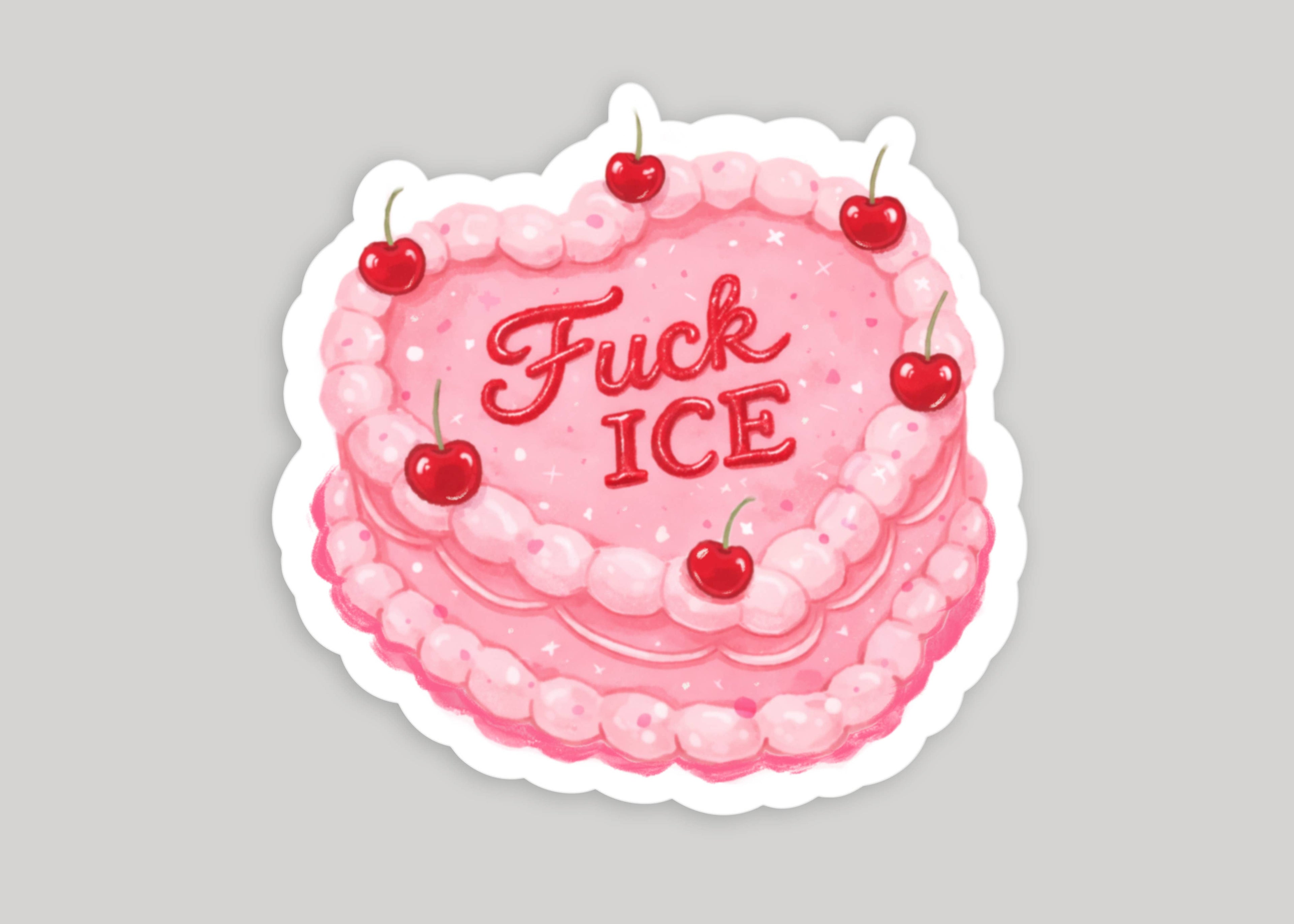 "F*ck ICE" Pink and Red Cake Sticker