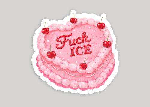 "F*ck ICE" Pink and Red Cake Sticker