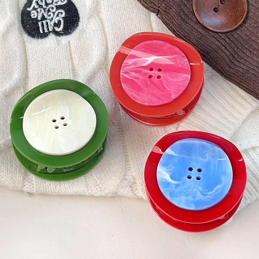 Oversized Button Hair Claw Clip