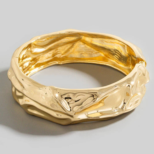 Crumple-Textured Hinge Bangle Bracelet