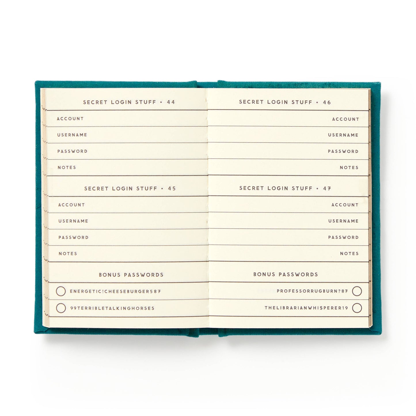 "Definitely Not My Passwords" Tiny Password Diary by Brass Monkey