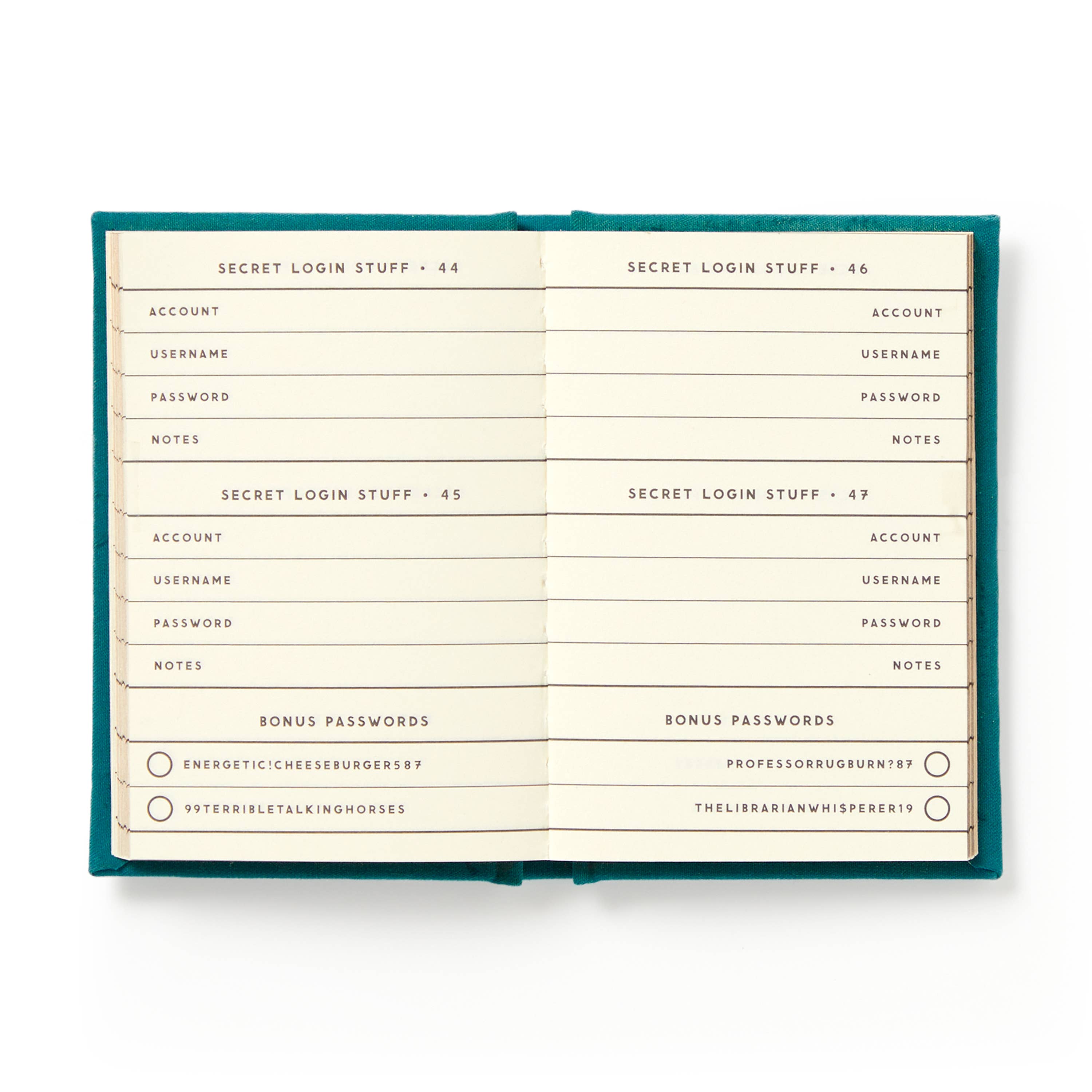"Definitely Not My Passwords" Tiny Password Diary by Brass Monkey