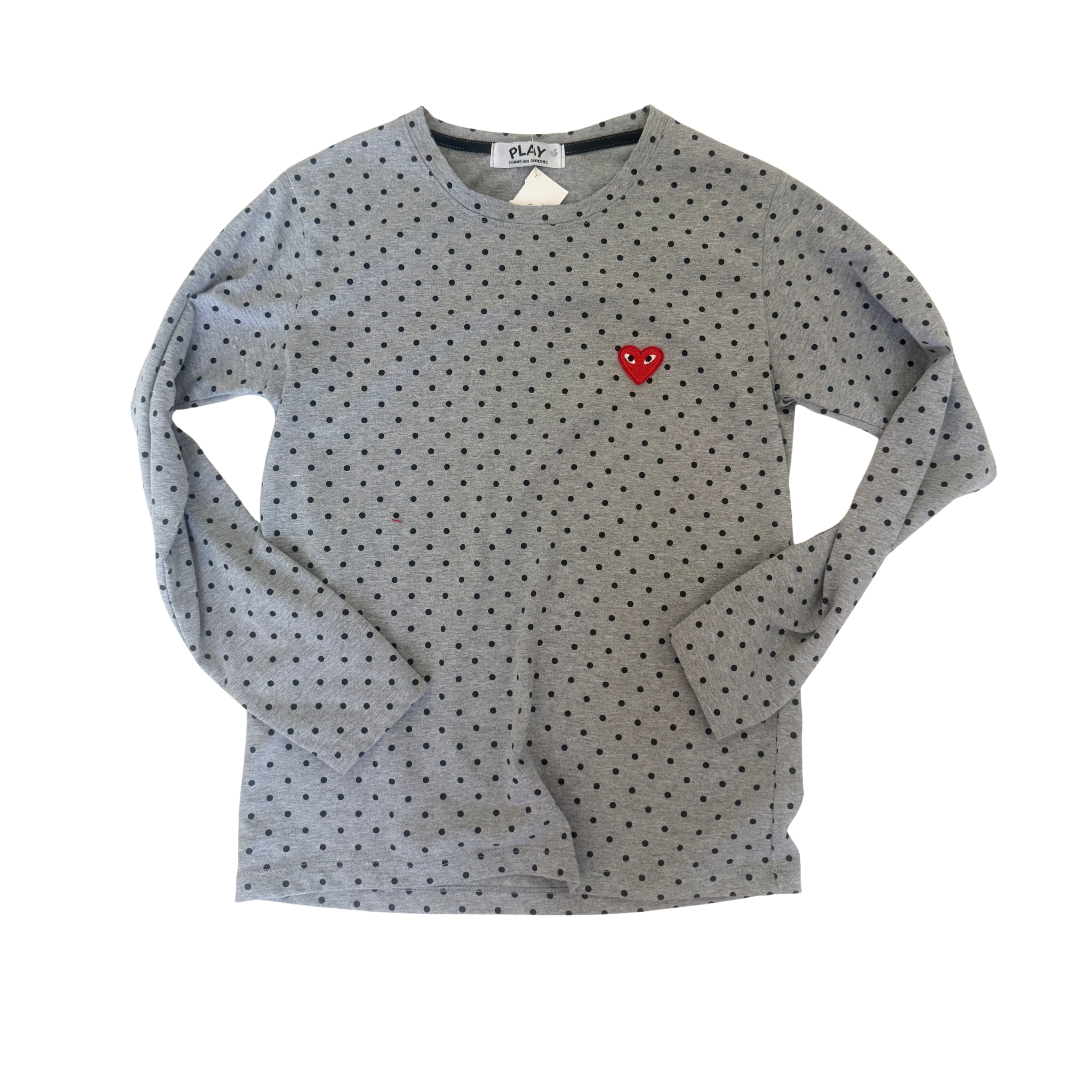 Comme des Garçons PLAY Gray Polka-Dot Crewneck – Size Medium