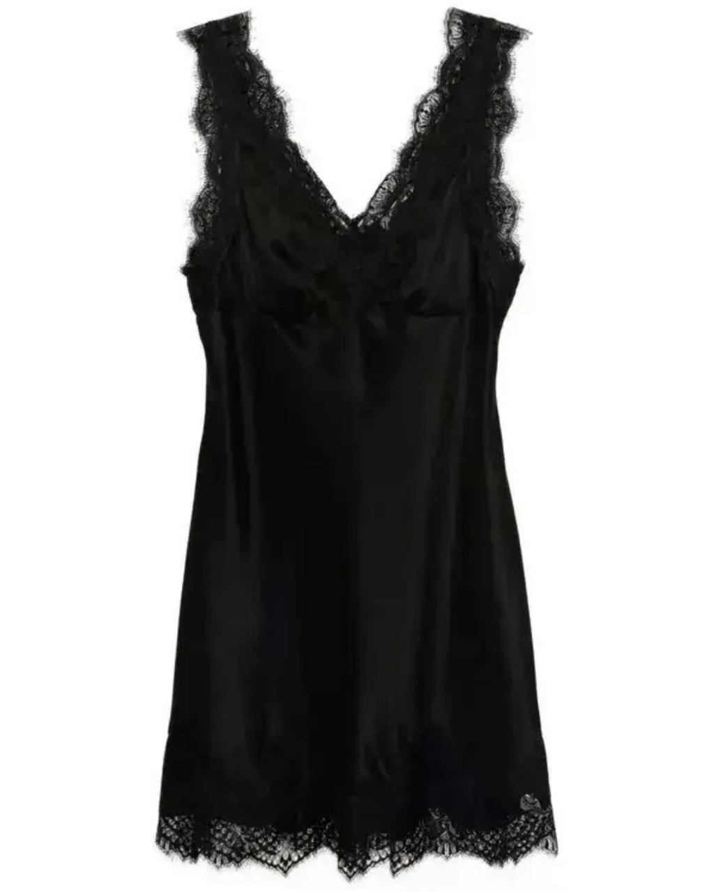 Reformation Cecily Satin Lace Dress – Black, Size Small