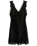 Reformation Cecily Satin Lace Dress – Black, Size Small
