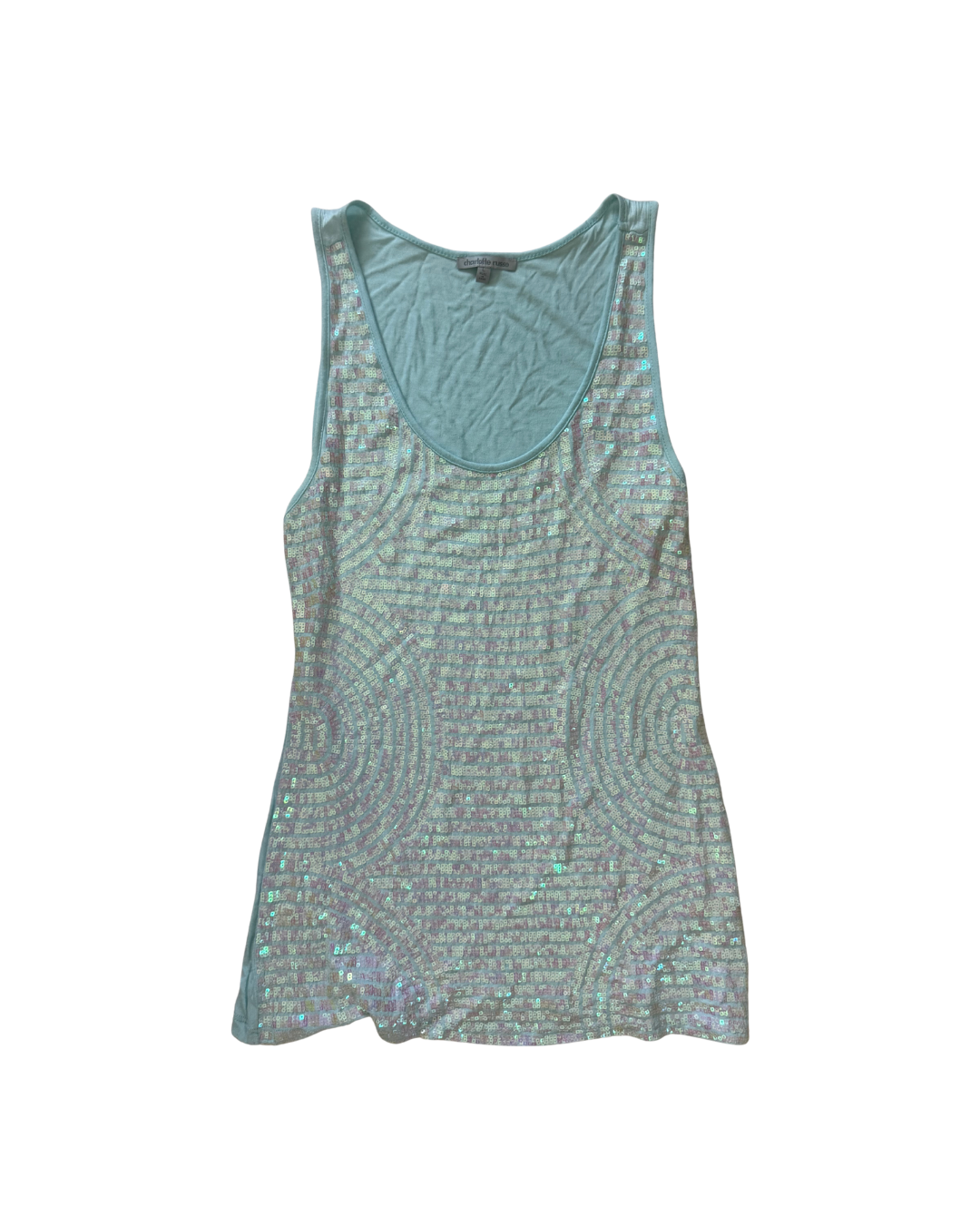 True Y2K Charlotte Russe Ice Blue Sequin Tank — Size Large