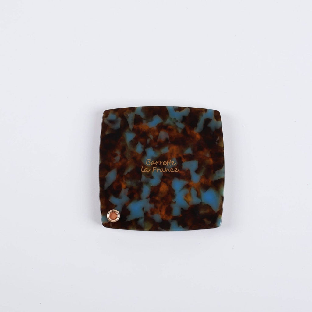 Swivel Square Compact Mirror | Blue Coffee Marbled