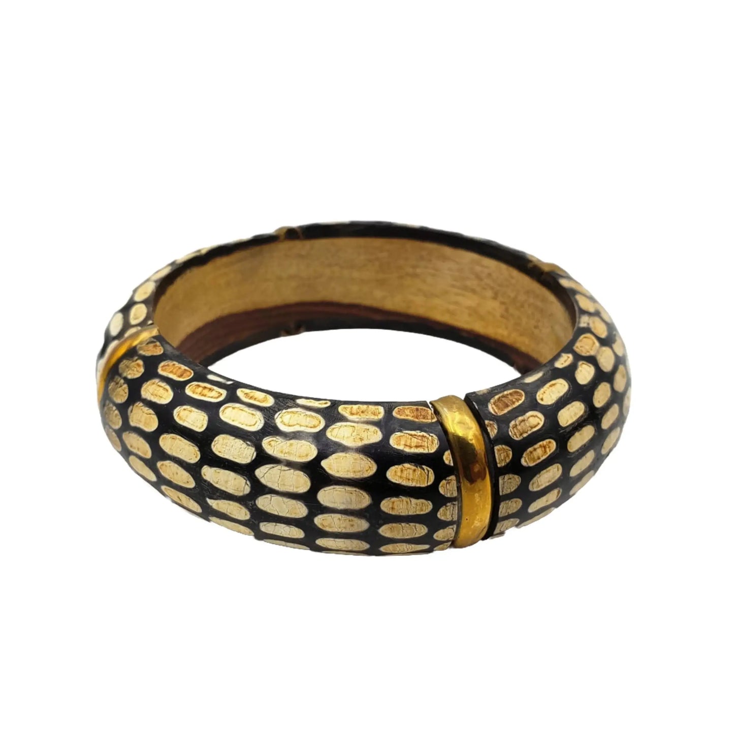 Buffalo Horn with Brass Base Wood Cobra Print Bangle