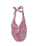 Edikted Pink Sparkle Halter Top — Size Medium