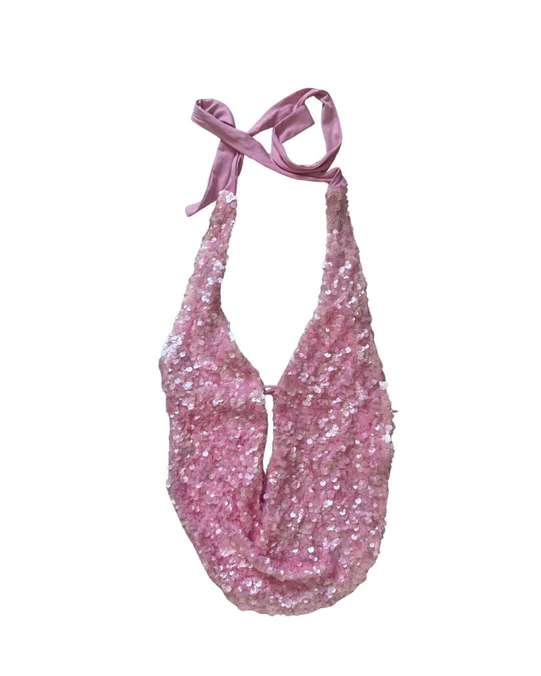 Edikted Pink Sparkle Halter Top — Size Medium