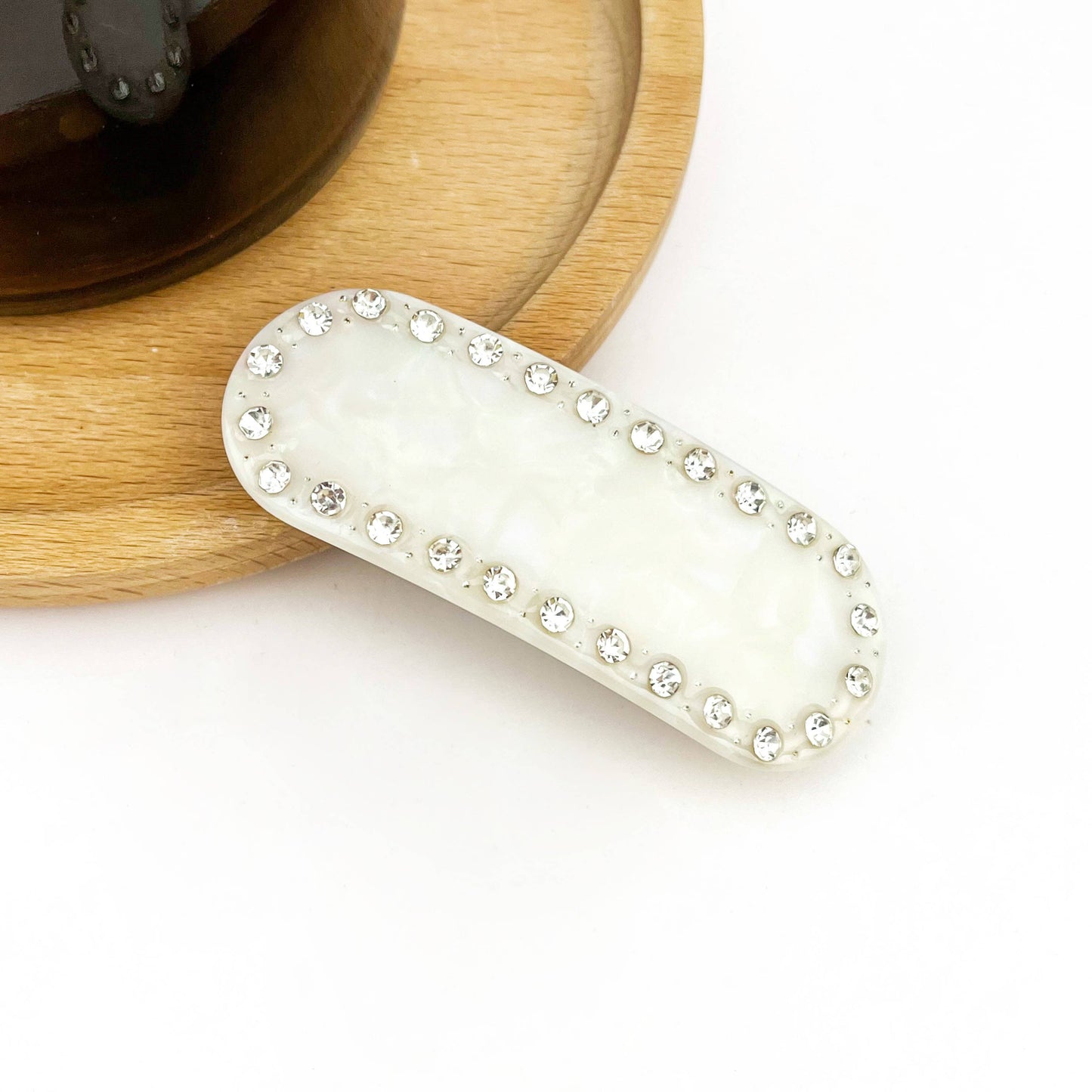 Rhinestone Oval Barrette Hair Clip