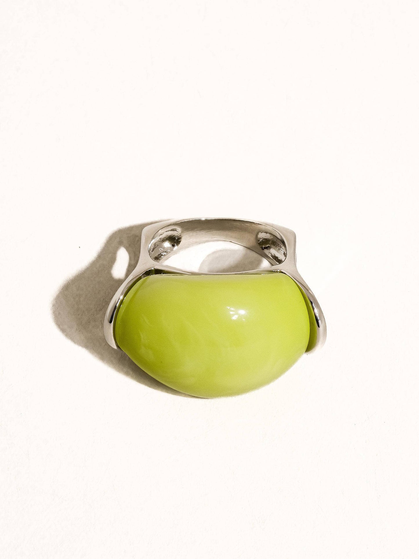 Nanette Platinum Green Jade Statement Ring