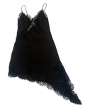 Zara Asymmetrical Black Satin Lace Slip Dress – Size S/M