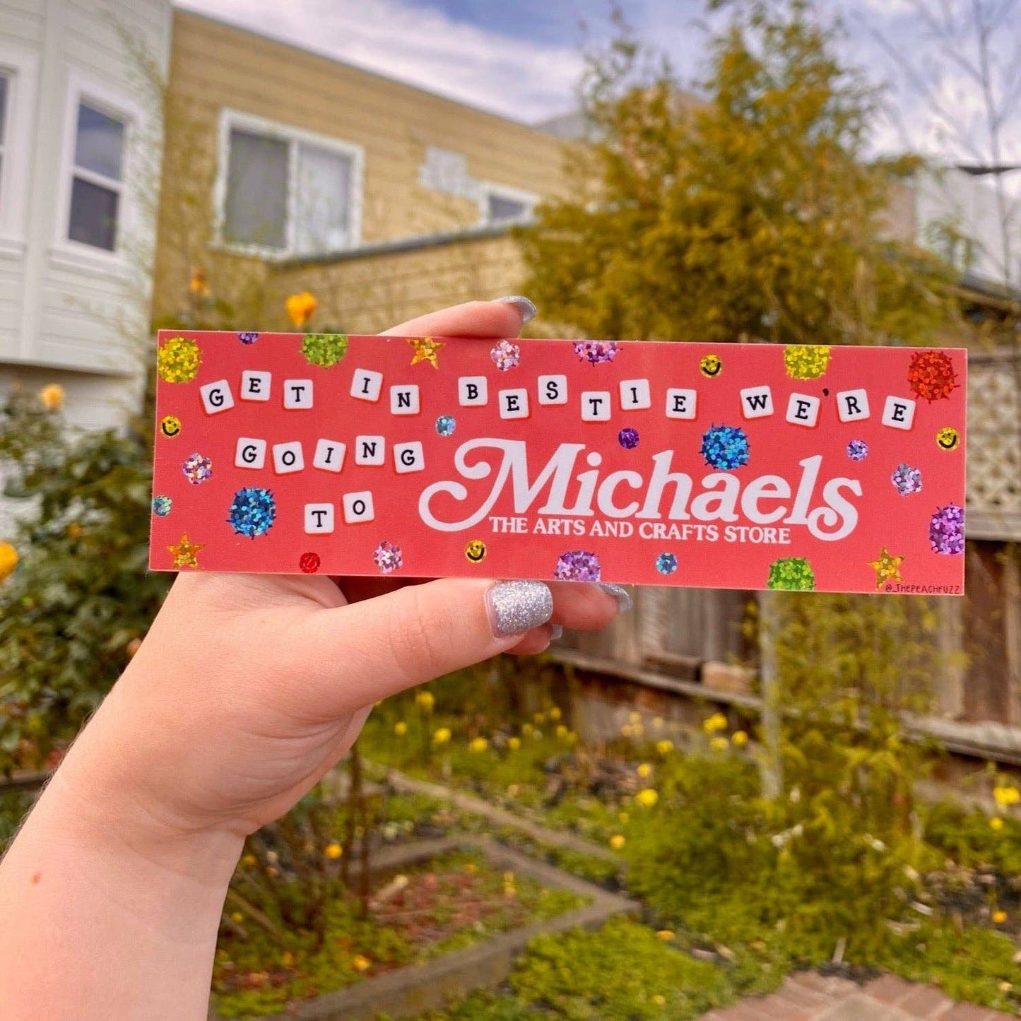 "Michaels Run Bestie" Glitter Bumper Sticker