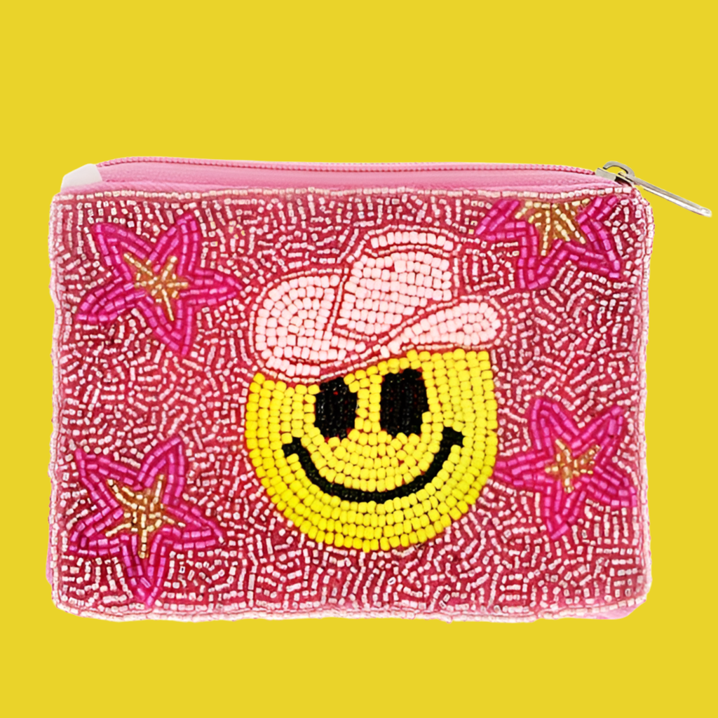 "Smiley Face Cowgirl" Beaded Coin Purse