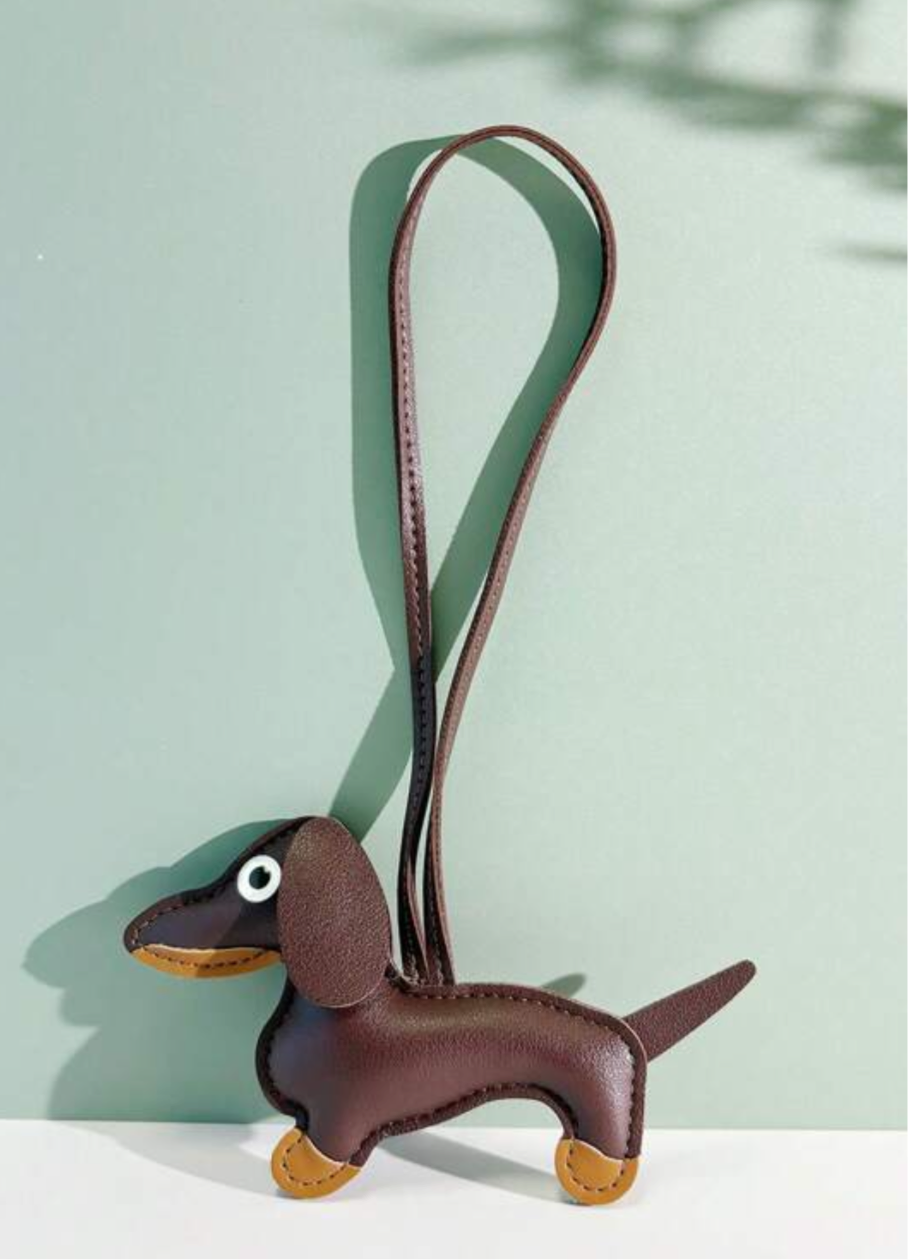 Faux Leather Wiener Dog Bag Charm