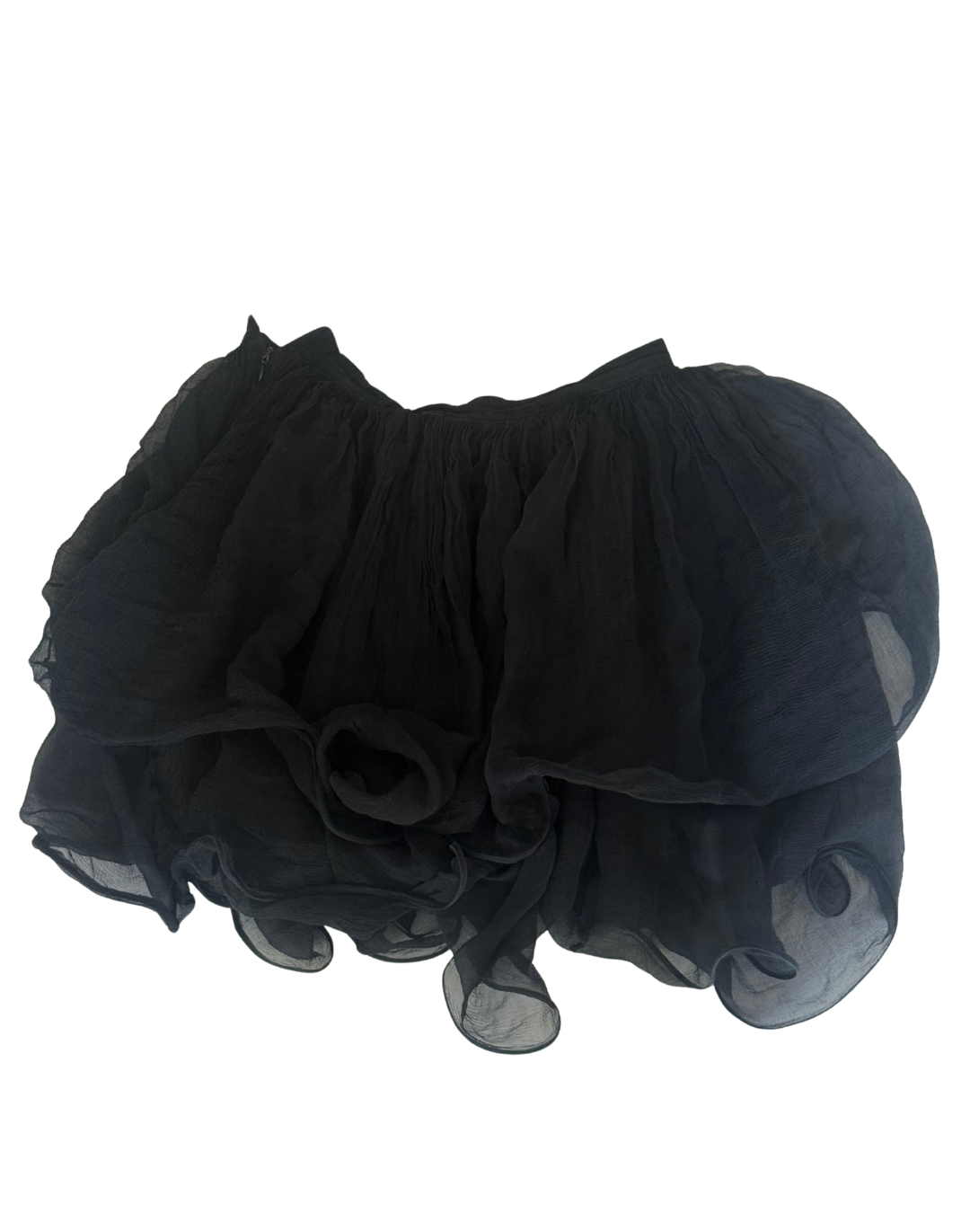Vintage 80s/90s Black Sheer Chiffon Layered Ruffle Skirt – Size Small