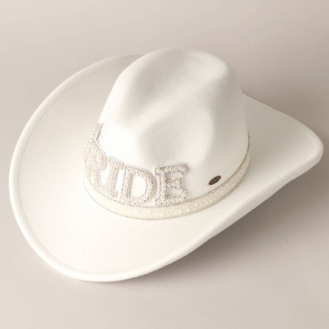 "BRIDE" Pearl Cowboy Hat