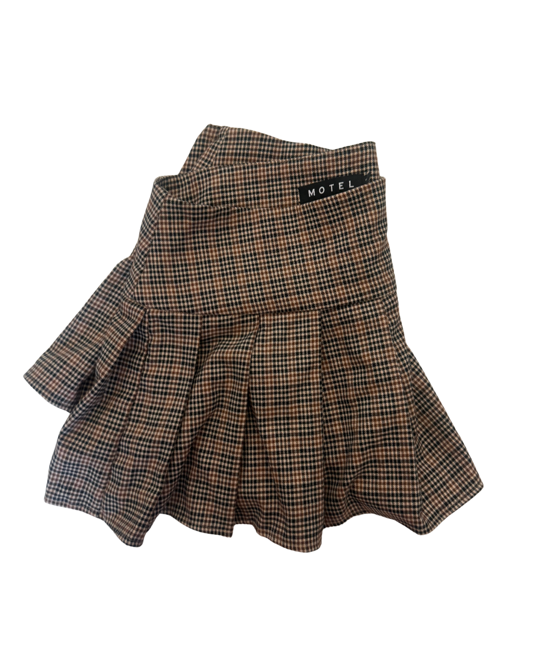 Motel Brown and Black Plaid Mini Skirt – Size Small