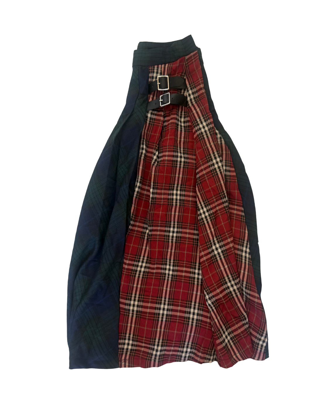 True Vintage Two-Tone Plaid Kilt Skirt with Buckles – Size S/M