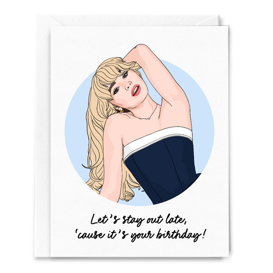 Sabrina Carpenter "Let's Stay Out Late" Birthday Card