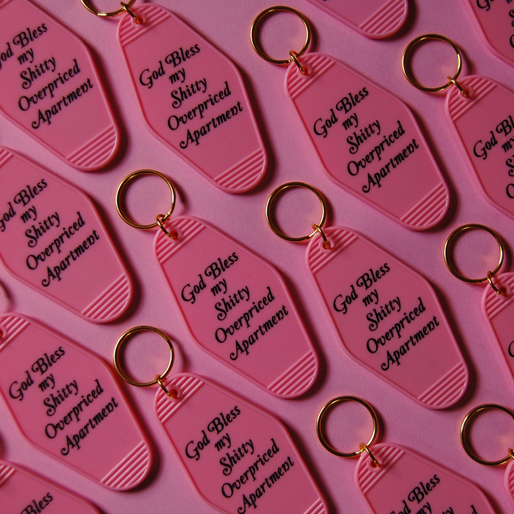 "God Bless my Shitty Apartment" Keychain