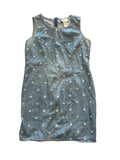 Vintage Vision Apparel Embroidered Denim Dress | White Floral Denim Midi Dress