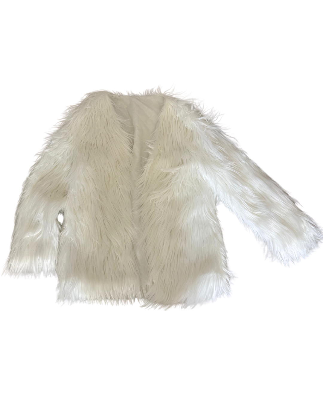 Y2K White Faux Fur Shaggy Jacket – Oversized Bratz-Inspired Coat
