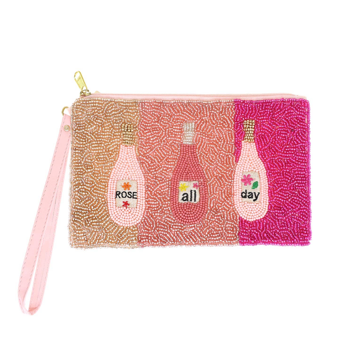 Rose All Day Seed Beaded Wristlet Coin Purse